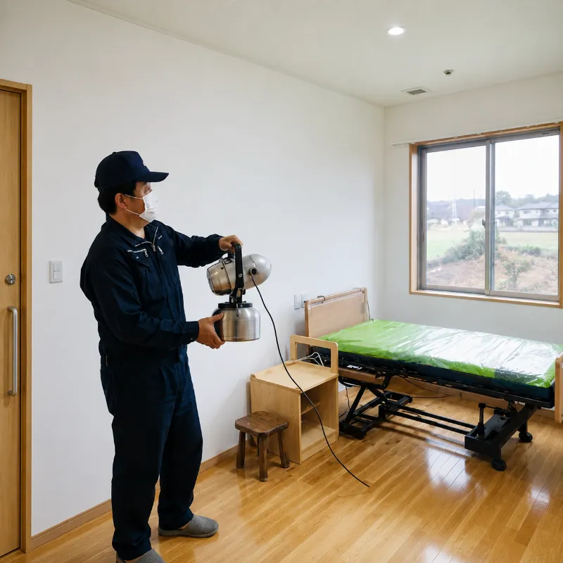 除菌・消臭作業を行うスタッフ